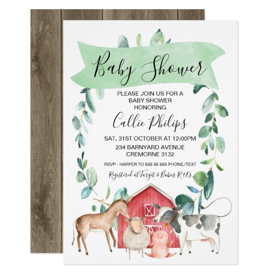 farm themed baby shower invitations