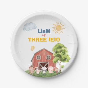 Farm Three I-E-I-O 3rd Birthday  Paper Plates