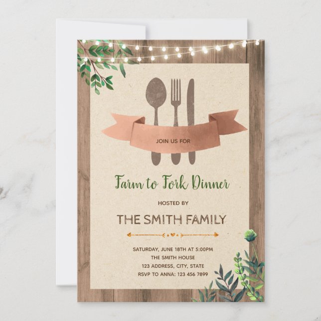 Farm to fork dinner party invitation (Front)