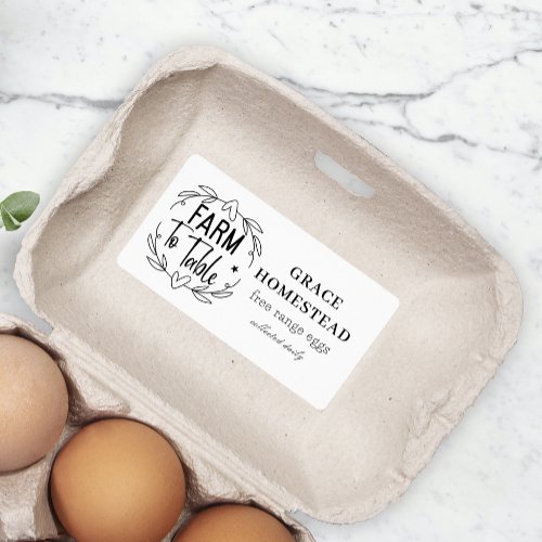 Farm to Table Chicken Egg Carton Label