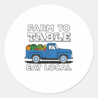 Farm To Table Eat Local Farmer Farming Support Classic Round Sticker