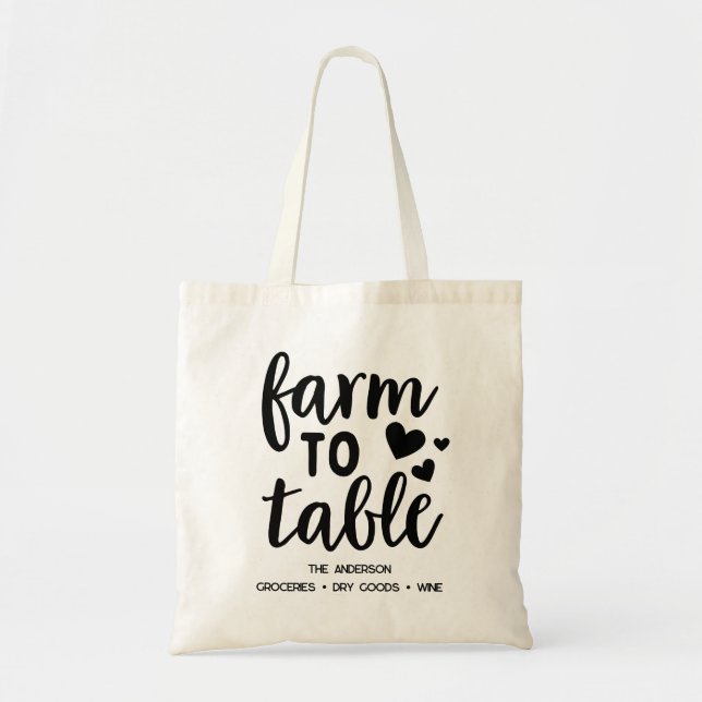 Farm to Table Groceries Tote Bag (Front)
