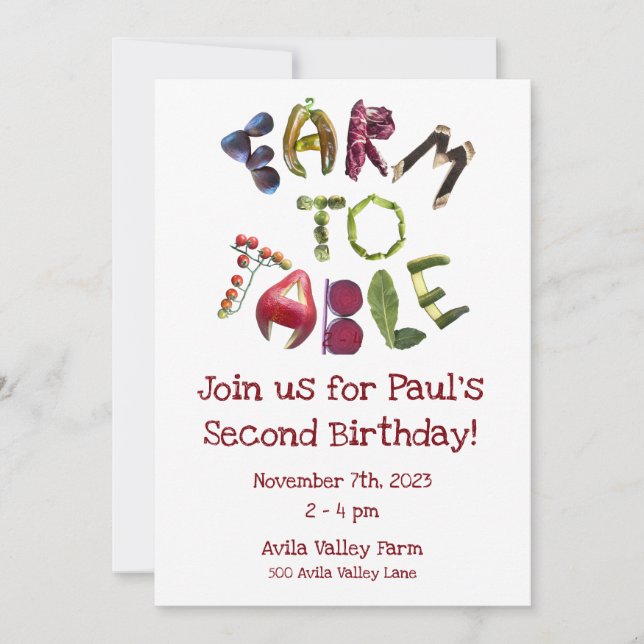 Farm to Table Invitation - Farmer's Market theme  (Front)