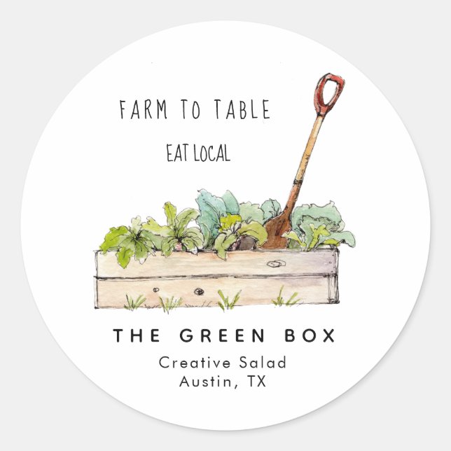 Farm to table Organic produce Classic Round Sticker (Front)