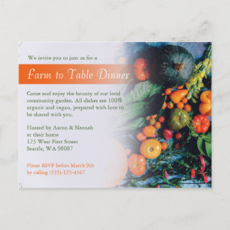 Farm to Table Vegan Dinner Invitation Postcard