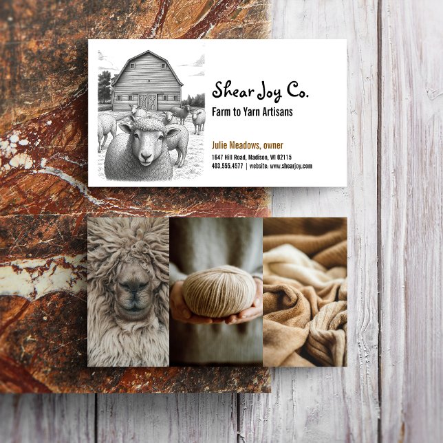 Farm to Yarn Sheep Wool Business Card (Creator Uploaded)