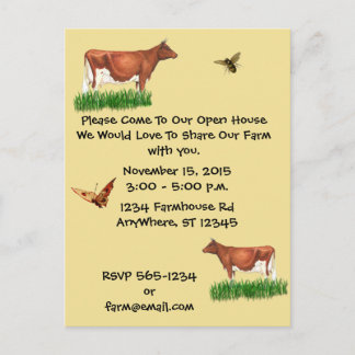 Farm Tour Invitation Guernsey Cow Postcard