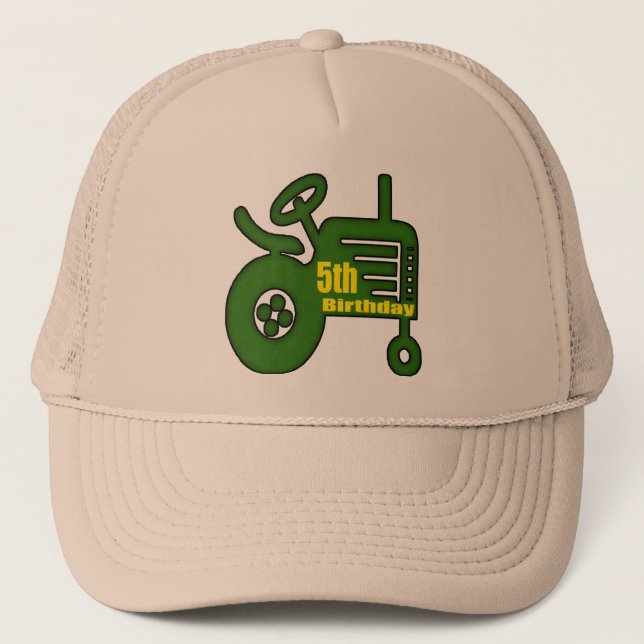 Farm Tractor 5th Birthday Gifts Trucker Hat (Front)