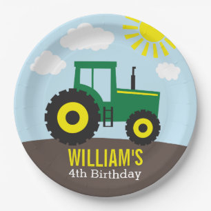 Farm Tractor Birthday Paper Plates