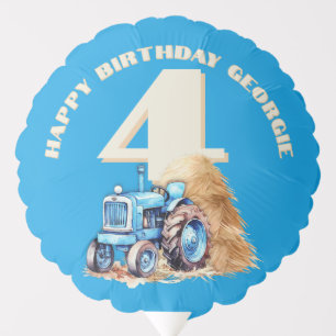Farm Tractor Blue Happy Birthday Balloon