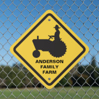 Farm Tractor Crossing Warning Yellow and Black