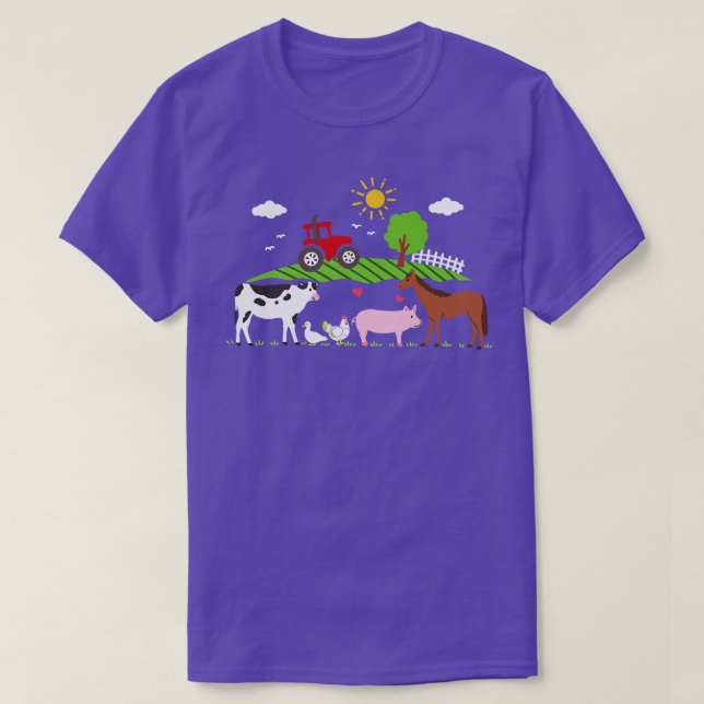 Farm Tractor Farm Animals T-Shirt (Design Front)