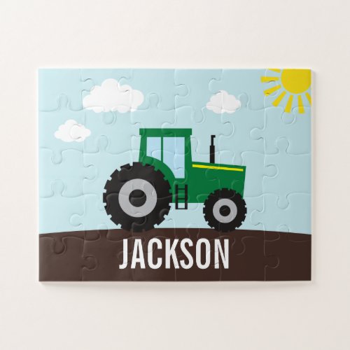 Farm Tractor Green and Yellow Jigsaw Puzzle