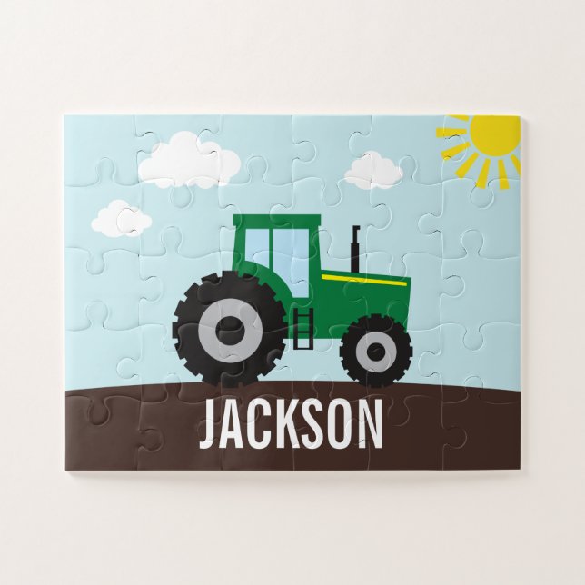 Farm Tractor Green and Yellow Jigsaw Puzzle (Horizontal)