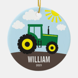 Farm Tractor Kids Ceramic Ornament