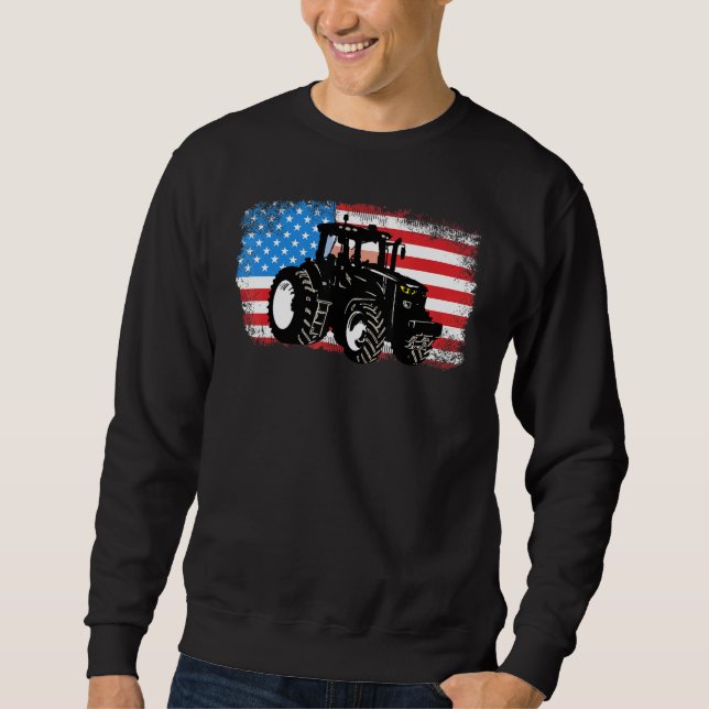 Farm Tractor Patriotic Usa Flag Farmer Men Women F Sweatshirt (Front)