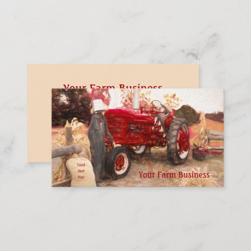 Farm Tractor Red Vintage Rustic Agriculture Business Card
