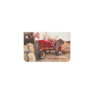 Farm Tractor Red Vintage Rustic Agriculture Card Holder