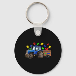 Farm Tractor Truck Puzzle Autism Awareness Day 202 Keychain
