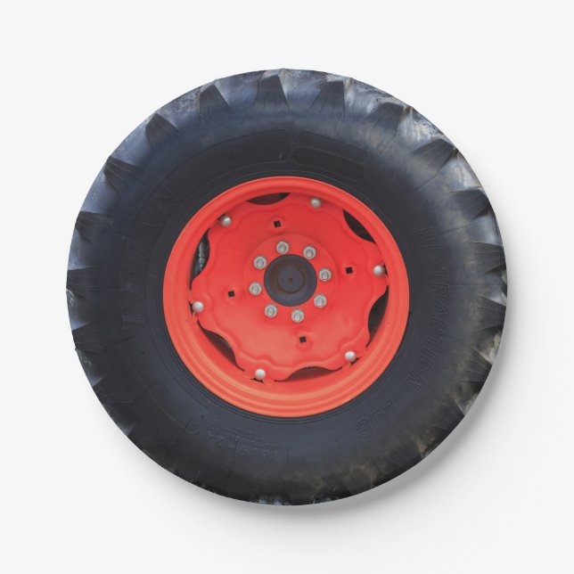 Farm Tractor Wheel Paper Plates (Front)