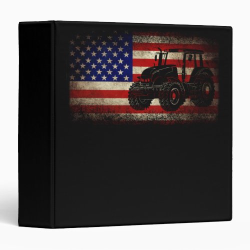 Farm Tractors America Flag Patriotic Farm Gift 3 Ring Binder