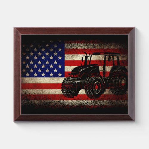 Farm Tractors America Flag Patriotic Farm Gift Award Plaque