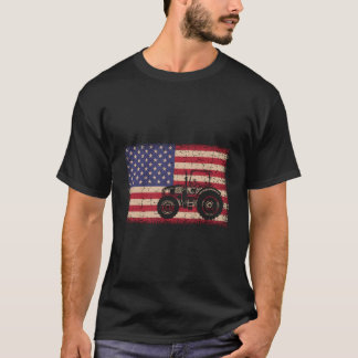 Farm Tractors American Flag Patriotic Vintage Farm T-Shirt
