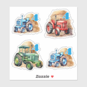 Farm Tractors Birthday Party Favor Sticker