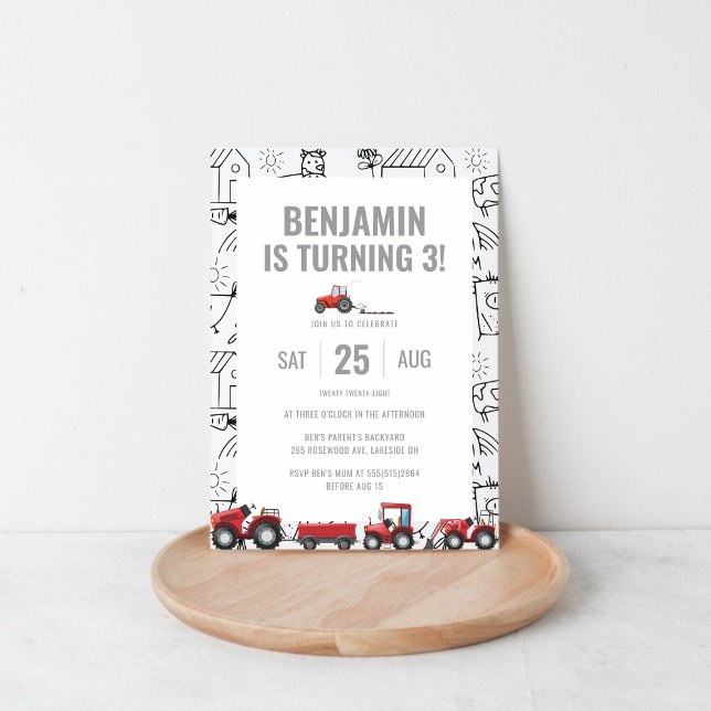 Farm Tractors Theme Birthday Invitation (Farm Tractors Theme Birthday Invitation)
