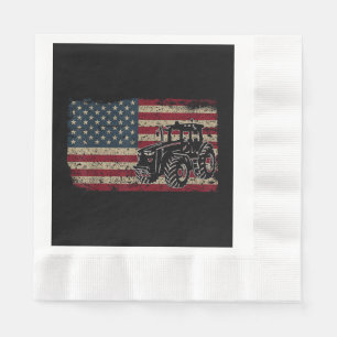Farm Tractors USA Flag Patriotic Farming Gift Napkins