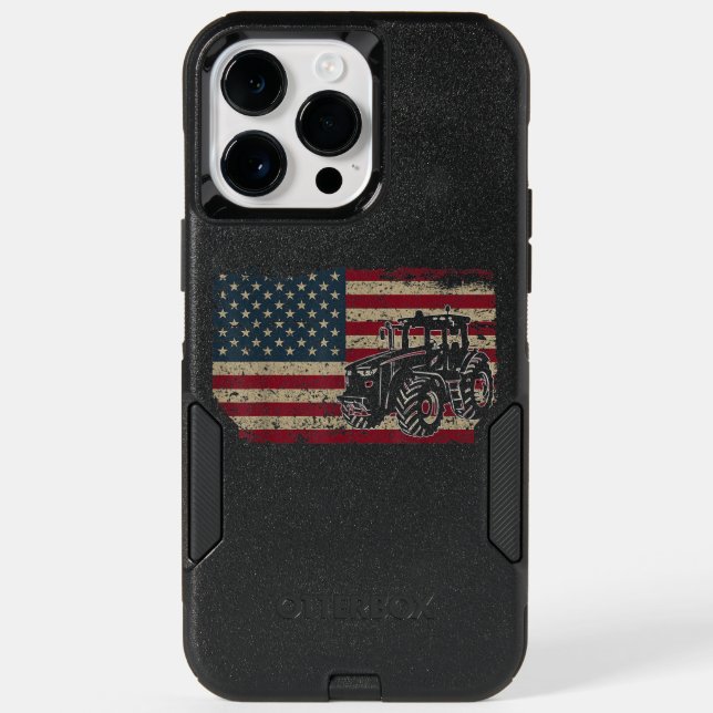 Farm Tractors USA Flag Patriotic Farming Otterbox iPhone Case (Back)