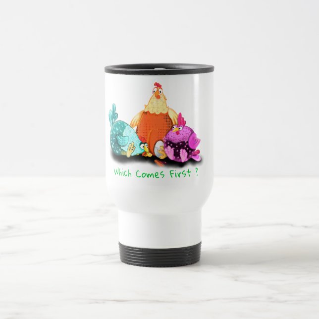 Farm Travel Mug Chickens Waiting Egg To Hatch (Center)