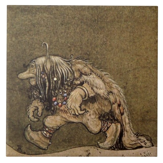"Farm Troll" by Swedish artist John Bauer Ceramic Tile (Front)