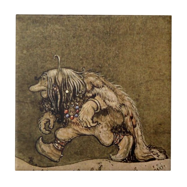 "Farm Troll" by Swedish artist John Bauer Ceramic Tile (Front)