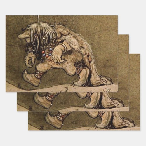 Farm Troll by Swedish artist John Bauer Wrapping Paper Sheets