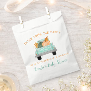 Farm Truck 2 Pumpkins Fall Twins Baby Shower Favor Bag