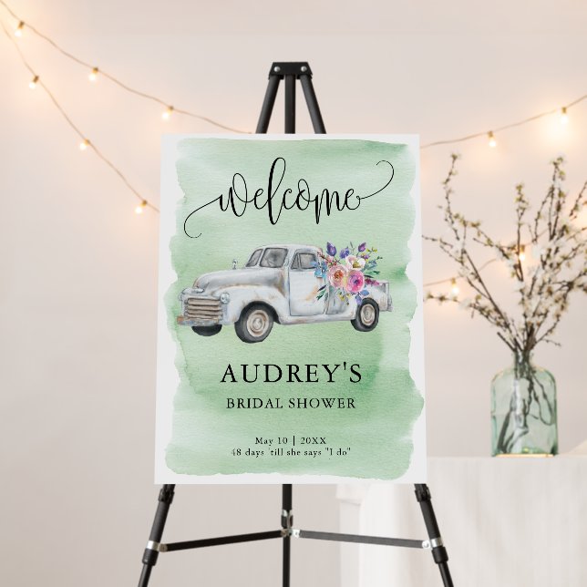 Farm Truck and Flowers, Shower Welcome Foam Board (In Situ (Stand))
