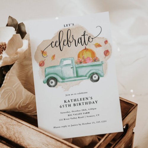 Farm Truck and Pumpkin Fall Celebration Invitation