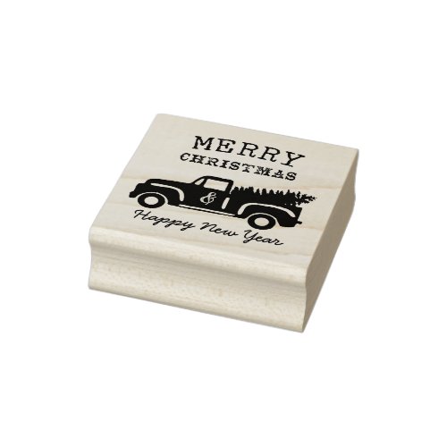Farm Truck Christmas Wood Rubber Stamp