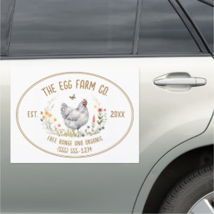 Farm Truck Magnet Fresh Eggs Watercolor Grey Hen