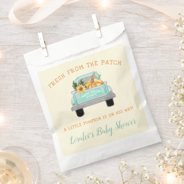 Farm Truck With Pumpkin Fall Baby Shower Favor Bag (Clipped)