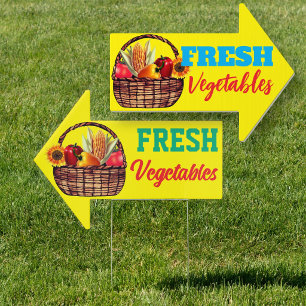 Farm Vegetables Arrow Shaped Roadside Sign
