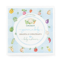 Farm Vegetables Blue Boy Baby Shower Napkins