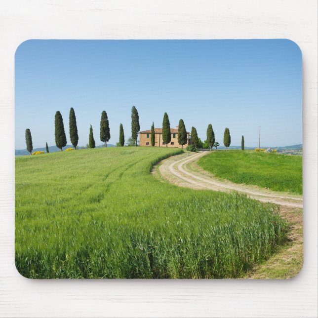 Farm villa with cypress trees in Tuscany Mouse Pad (Front)
