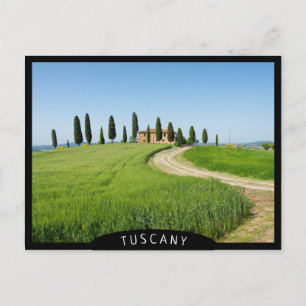 Farm villa with cypress trees in Tuscany Postcard