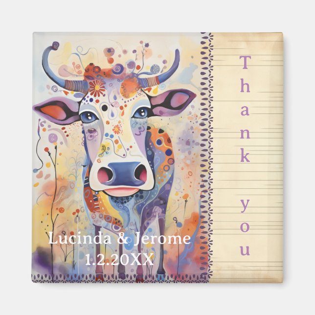 Farm Wedding Cow Thank you Magnet (Front)