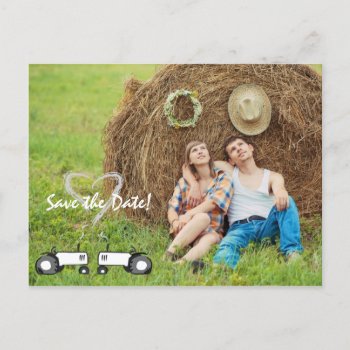 Farm Wedding Save The Date Postcard: Full Photo Announcement Postcard by Tractorama at Zazzle