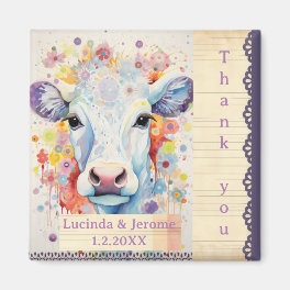 Farm Wedding White Cow Thank you Magnet