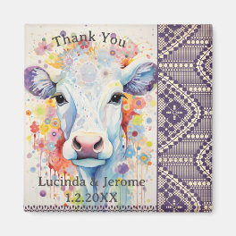 Farm Wedding White Cow Thank you Magnet
