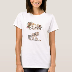 Farm Winter Horse Merry Christmas T-Shirt